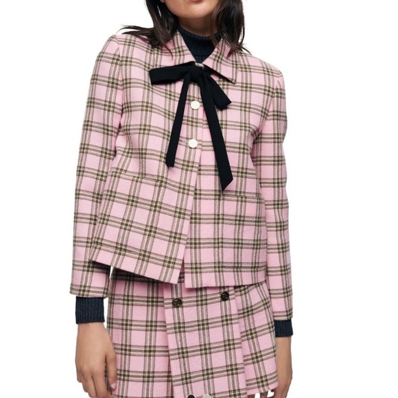 Maje plaid pink jacket - Picture 1 of 2